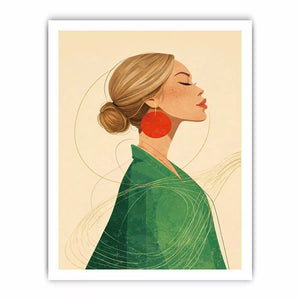 Minimalist woman portrait with red earring modern canvas Canvas Print