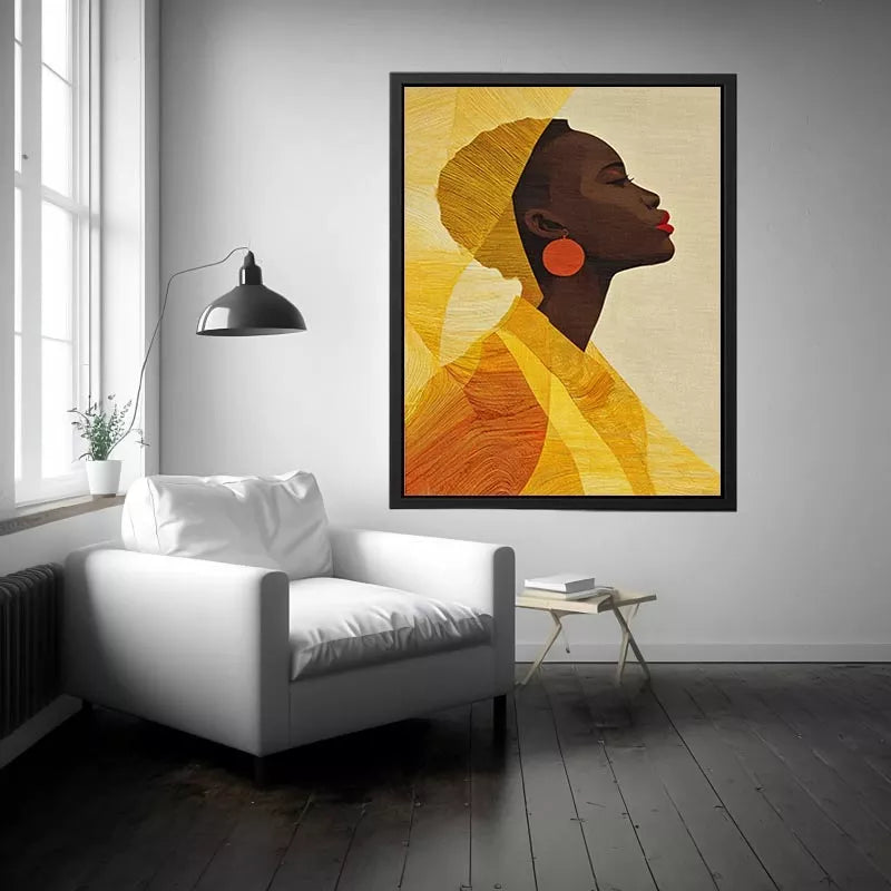 Modern African woman portrait in yellow tones canvas Canvas Print