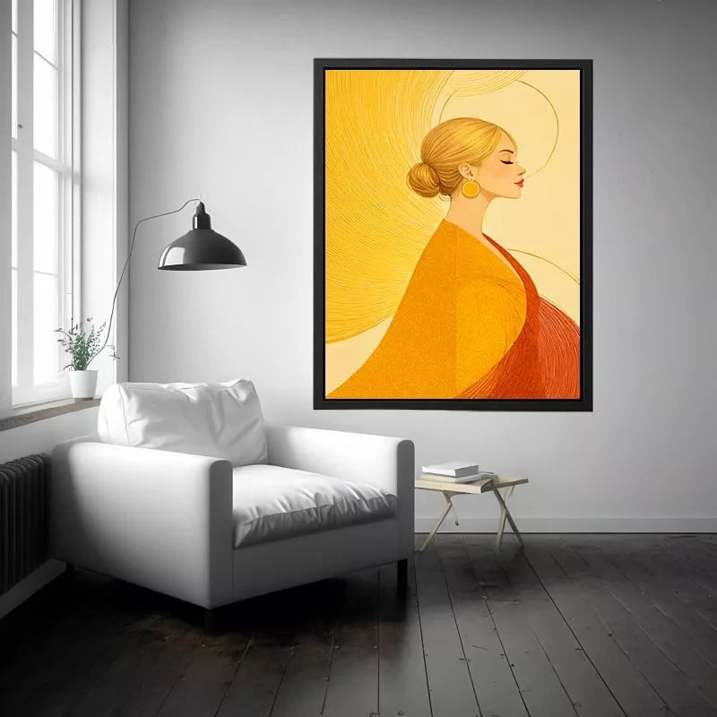 Minimalist golden woman portrait modern canvas Canvas Print