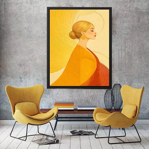 Minimalist golden woman portrait modern canvas Canvas Print