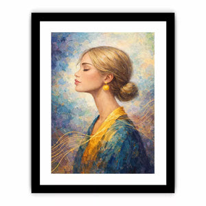 Impressionist woman portrait with gold accents canvas wall art