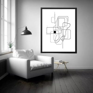 Minimalist abstract black line art geometric canvas Canvas Print