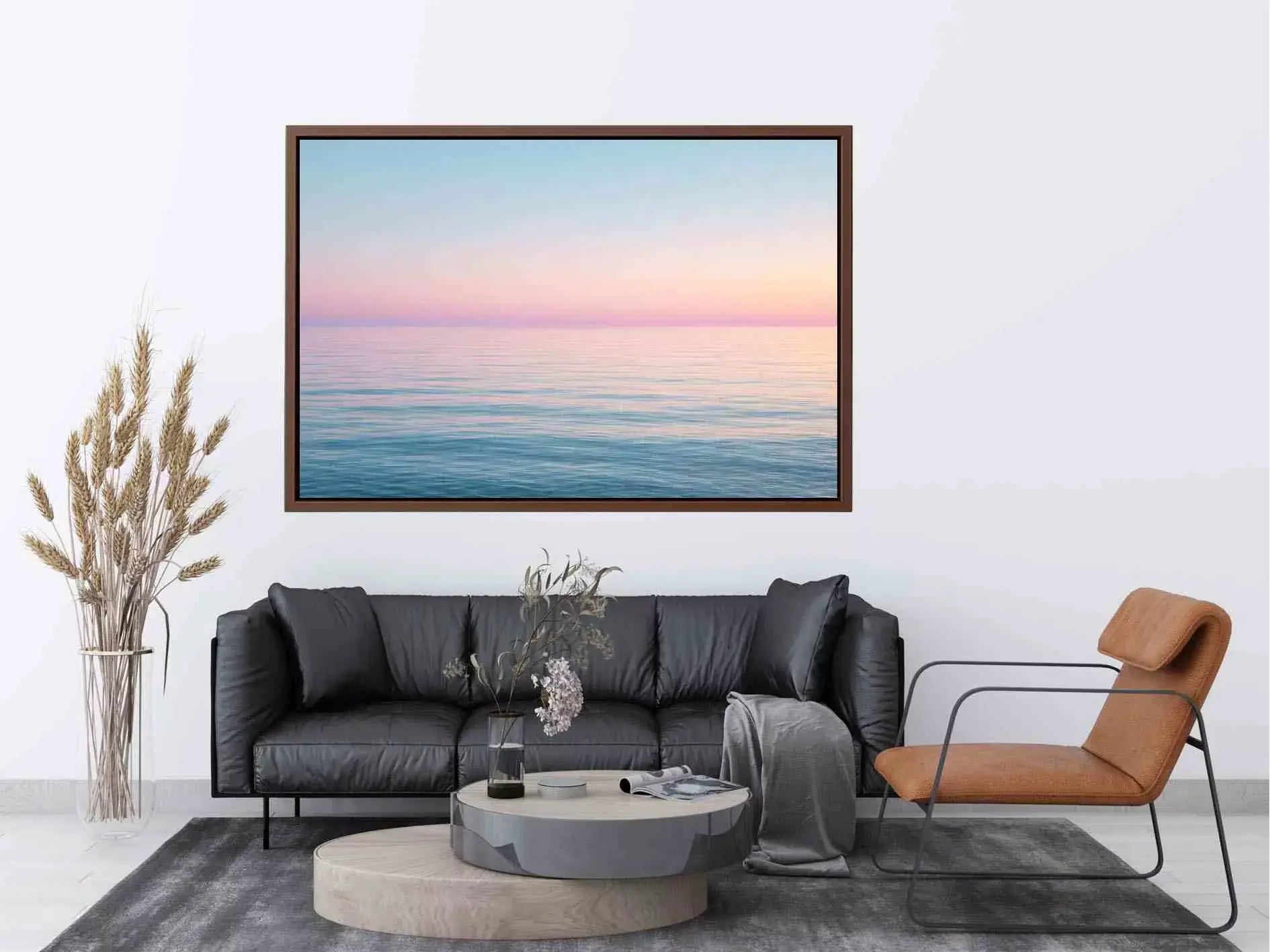 Minimalist pastel ocean sunset seascape canvas Canvas Print
