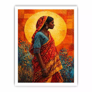 Indian Woman Canvas Print Vibrant Cultural Canvas