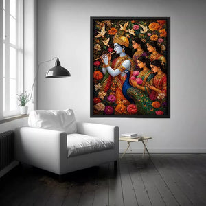 Krishna Garden Canvas Canvas Print | Spiritual Indian Painting Print