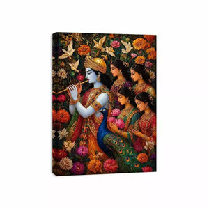 Krishna Garden Canvas Canvas Print | Spiritual Indian Painting Print