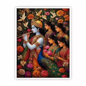 Krishna Garden Canvas Canvas Print | Spiritual Indian Painting Print