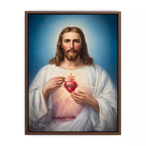 sacred heart jesus Canvas Print canvas religious christian painting with divine glow