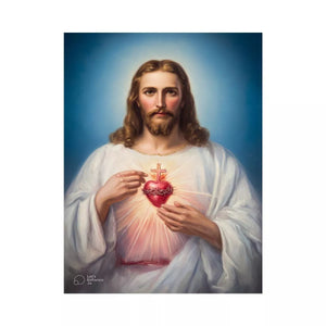 sacred heart jesus Canvas Print canvas religious christian painting with divine glow