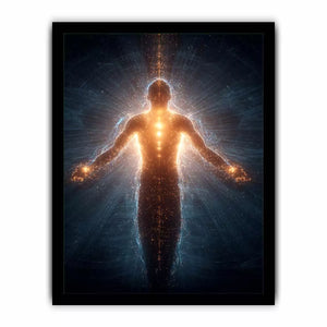 piritual energy body Canvas Print canvas glowing human silhouette with golden aura meditation decor