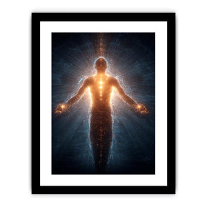 piritual energy body Canvas Print canvas glowing human silhouette with golden aura meditation decor