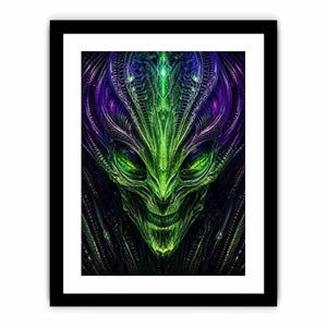 abstract alien Canvas Print canvas futuristic green neon sci fi face fractal design modern decor