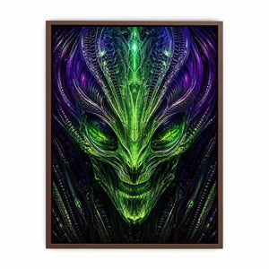 abstract alien Canvas Print canvas futuristic green neon sci fi face fractal design modern decor