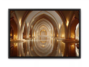 luxury gold architecture Canvas Print canvas palace arches reflection elegant interior decor modern artwork