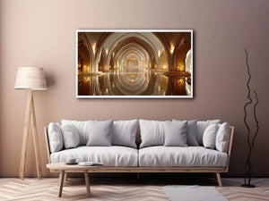 luxury gold architecture Canvas Print canvas palace arches reflection elegant interior decor modern artwork