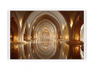 luxury gold architecture Canvas Print canvas palace arches reflection elegant interior decor modern artwork
