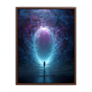 Surreal Cosmic Portal with Ethereal Light and Silhouette Figure – Sci Fi Canvas Print Canvas
