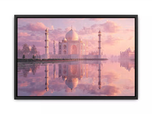 pastel taj mahal sunset Canvas Print india luxury architecture canvas decor agra monument golden sky no reflection