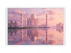 pastel taj mahal sunset Canvas Print india luxury architecture canvas decor agra monument golden sky no reflection
