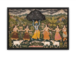 Luxury Krishna Govardhan painting canvas Canvas Print