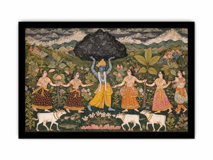 Luxury Krishna Govardhan painting canvas Canvas Print