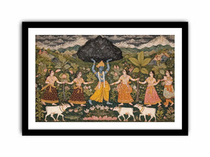 Luxury Krishna Govardhan painting canvas Canvas Print