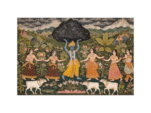 Luxury Krishna Govardhan painting canvas Canvas Print