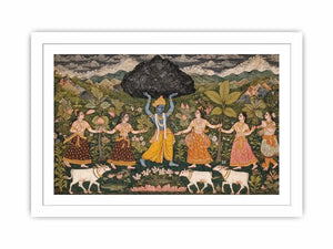 Luxury Krishna Govardhan painting canvas Canvas Print