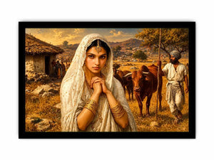 Indian village woman portrait Canvas Print traditional cultural canvas earthy tones decor