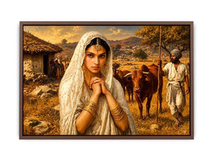 Indian village woman portrait Canvas Print traditional cultural canvas earthy tones decor