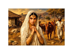 Indian village woman portrait Canvas Print traditional cultural canvas earthy tones decor