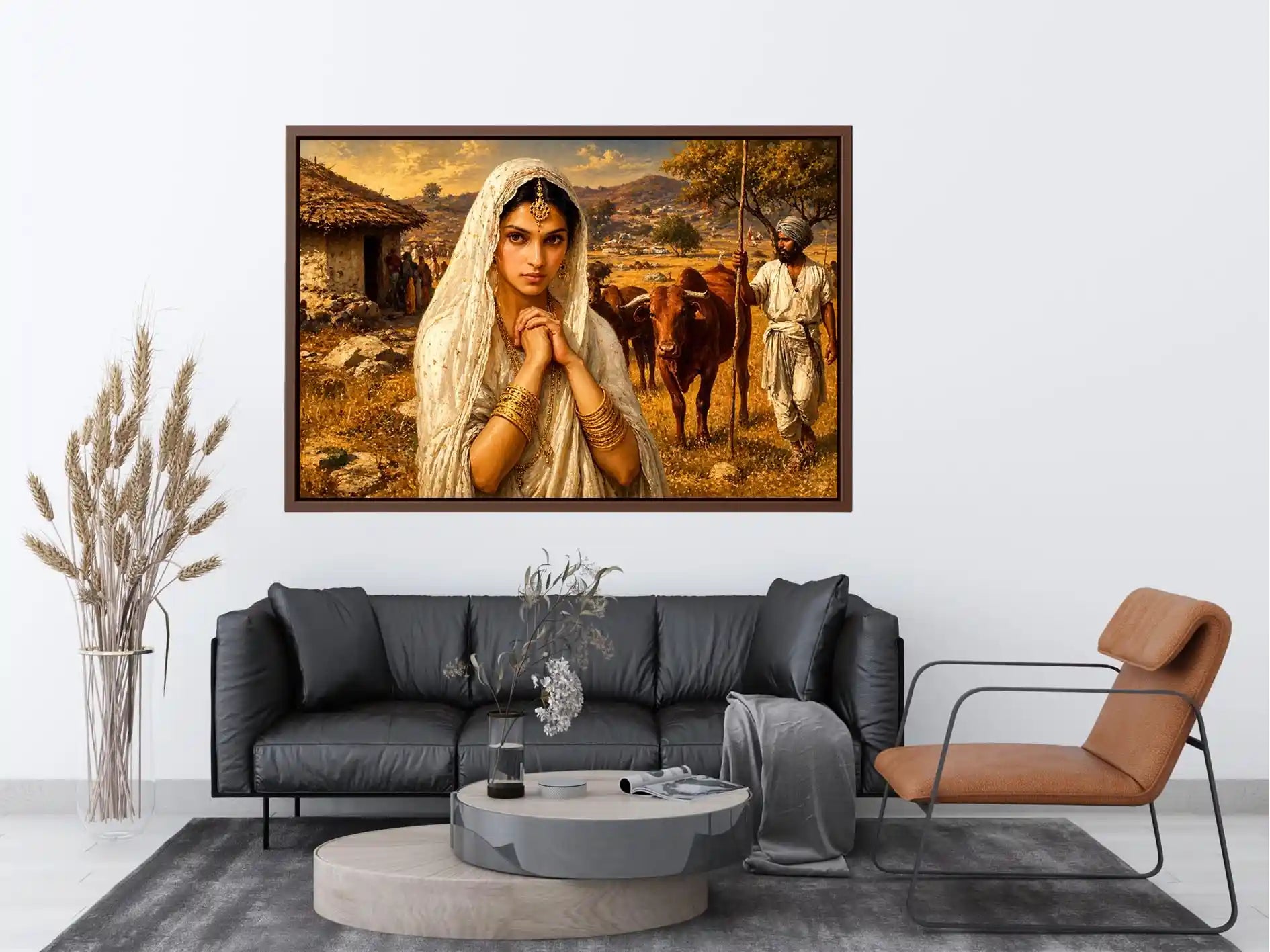 Indian village woman portrait Canvas Print traditional cultural canvas earthy tones decor