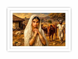 Indian village woman portrait Canvas Print traditional cultural canvas earthy tones decor