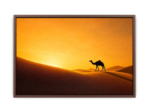 desert camel silhouette sunset sand dunes golden light minimalist Canvas Print canvas decor