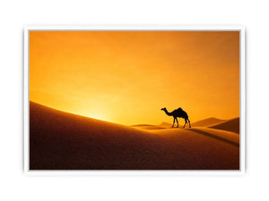 desert camel silhouette sunset sand dunes golden light minimalist Canvas Print canvas decor