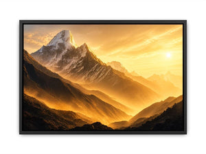 golden mountain sunrise mist landscape serene nature Canvas Print canvas decor