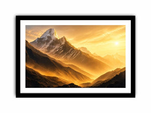 golden mountain sunrise mist landscape serene nature Canvas Print canvas decor