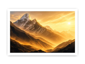 golden mountain sunrise mist landscape serene nature Canvas Print canvas decor