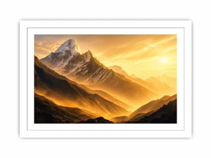 golden mountain sunrise mist landscape serene nature wall art canvas decor