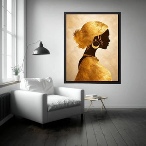 gold woman silhouette minimal luxury Canvas Print gold texture modern canvas decor