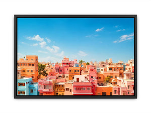 pastel cityscape Canvas Print colorful urban architecture minimal modern canvas decor