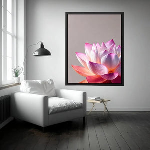 Minimalist pink lotus flower Canvas Print soft pastel floral canvas serene decor