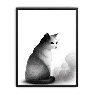 minimalist black white cat illustration modern line art animal Canvas Print
