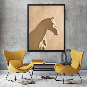 minimalist horse silhouette neutral beige Canvas Print modern animal canvas decor