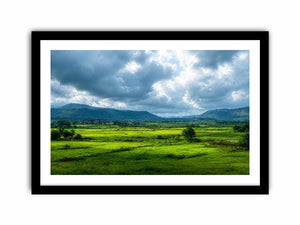green valley landscape misty hills nature Canvas Print calming countryside canvas