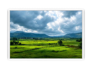 green valley landscape misty hills nature Canvas Print calming countryside canvas