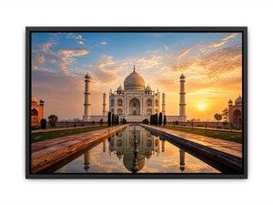 taj mahal sunrise reflection india architecture Canvas Print luxury canvas decor