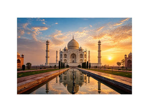 taj mahal sunrise reflection india architecture Canvas Print luxury canvas decor