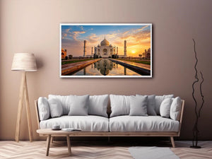 taj mahal sunrise reflection india architecture Canvas Print luxury canvas decor