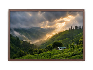 misty green hills landscape fog valley nature Canvas Print peaceful countryside canvas